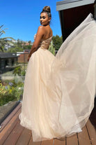 J'ADORE  AUSTRALIA GOWN - CHAMPAGNE TULLE - Bread Boutique  - asymmetrical, EMBELLISHED, FULL SKIRT, GLAMOROUS, GORGEOUS, GOWNS, jx5005, polyester, SEQUINED, SEXY, SHIMMER, SHIMMERING, SOFT, SOPHISTICATED, sophisticaterd, STUNNING, stylish, SUPERB, WAISTED - Darwin boutique - Darwin fashion