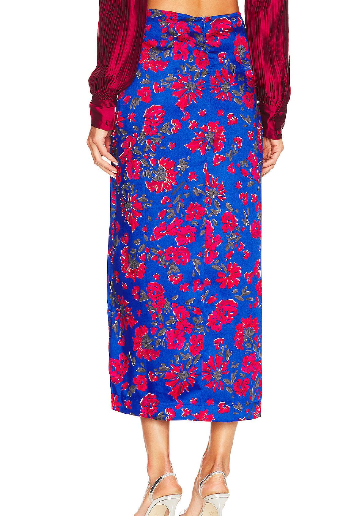 SABINA MUSAYEV LUELLA SKIRT- BLUE PRINT - Bread Boutique  - absolutely stunning, asymmetrical, floral, GLAMOROUS, GORGEOUS, midi, printedfloral, SABINA MUSAYEV, SEXY, skirt, SOFT, SOPHISTICATED, STUNNING, SUPERB, WAISTED - Darwin boutique - Darwin fashion