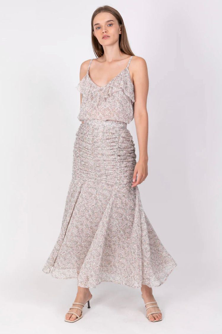 SABINA MUSAYEV GRAZIA SKIRT - Bread Boutique  - BEAUTIFUL, comfortable, CUTE, FITTED, FLAMBOYANT, flattering, floaty, floral, FLOWERS, flowy, FULL SKIRT, loose fit, nude, PINK, printedfloral, SABINA MUSAYEV, SOFT, SOPHISTICATED, TOP - Darwin boutique - Darwin fashion
