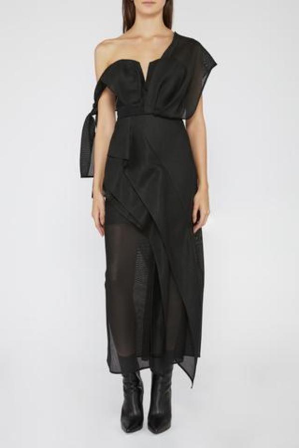 ACLER LEONE DRESS - Bread Boutique  - ACLER, asymmetrical, black, draped, dress, eveningwear, flowy, GLAMOROUS, GORGEOUS, off shoulder, one shoulder, pleated, polyester, SEXY, sleeveless, SOFT, SOPHISTICATED, sophisticaterd, STUNNING, stylish, SUPERB, WAISTED - Darwin boutique - Darwin fashion