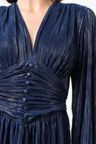 SABINA MUSAYEV PIPA DRESS - Bread Boutique  - asymmetrical, BLUE, dress, GLAMOROUS, GORGEOUS, LONG SLEEVED, polyester, SABINA MUSAYEV, SEXY, SHIMMER, SHIMMERING, shiny, SOFT, SOPHISTICATED, STRETCHY, STUNNING, SUPERB, WAISTED - Darwin boutique - Darwin fashion