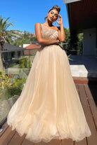 J'ADORE  AUSTRALIA GOWN - CHAMPAGNE TULLE - Bread Boutique  - asymmetrical, EMBELLISHED, FULL SKIRT, GLAMOROUS, GORGEOUS, GOWNS, jx5005, polyester, SEQUINED, SEXY, SHIMMER, SHIMMERING, SOFT, SOPHISTICATED, sophisticaterd, STUNNING, stylish, SUPERB, WAISTED - Darwin boutique - Darwin fashion