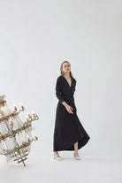 ACLER CARLINGFORD DRESS - Bread Boutique  - asymmetrical, charcoal, dress, flowy, GLAMOROUS, LONG SLEEVED, loose fit, pleated, SEXY, shiny, SOFT, SOPHISTICATED, STRETCHY, STUNNING, WAISTED - Darwin boutique - Darwin fashion