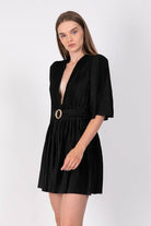 SABINA MUSAYEV PRIMEROSE DRESS - BLACK - Bread Boutique  - asymmetrical, black, dress, GLAMOROUS, GORGEOUS, puffed sleeve, SABINA MUSAYEV, SEXY, sleeved, SOFT, SOPHISTICATED, STUNNING, stylish, SUPERB, WAISTED - Darwin boutique - Darwin fashion