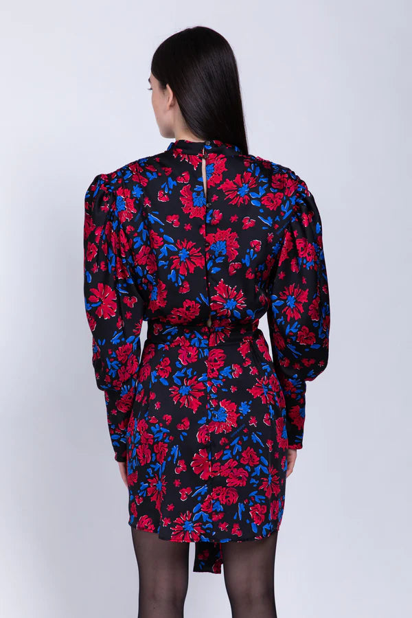 SABINA MUSAYEV  BELINDA DRESS BLACK PRINT - Bread Boutique  - asymmetrical, black, BLACK FLORAL, dress, floral, FLOWERS, flowy, GLAMOROUS, GORGEOUS, LONG SLEEVED, polyester, printed, printedfloral, SABINA MUSAYEV, SEXY, SOFT, SOPHISTICATED, STUNNING, SUPERB, WAISTED - Darwin boutique - Darwin fashion