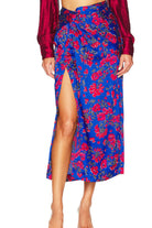 SABINA MUSAYEV LUELLA SKIRT- BLUE PRINT - Bread Boutique  - absolutely stunning, asymmetrical, floral, GLAMOROUS, GORGEOUS, midi, printedfloral, SABINA MUSAYEV, SEXY, skirt, SOFT, SOPHISTICATED, STUNNING, SUPERB, WAISTED - Darwin boutique - Darwin fashion