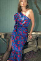 SABINA MUSAYEV LUELLA SKIRT- BLUE PRINT - Bread Boutique  - absolutely stunning, asymmetrical, floral, GLAMOROUS, GORGEOUS, midi, printedfloral, SABINA MUSAYEV, SEXY, skirt, SOFT, SOPHISTICATED, STUNNING, SUPERB, WAISTED - Darwin boutique - Darwin fashion