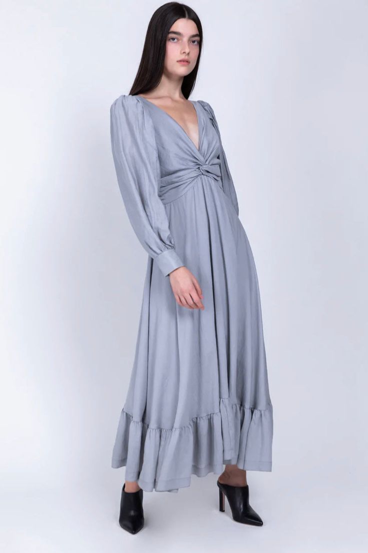 SABINA MUSAYEV FRIDA DRESS - Bread Boutique  - absolutely stunning, asymmetrical, dress, GLAMOROUS, GORGEOUS, grey, LONG SLEEVED, midi, SABINA MUSAYEV, SEXY, SOFT, SOPHISTICATED, sophisticaterd, STUNNING, stylish, SUPERB, WAISTED - Darwin boutique - Darwin fashion