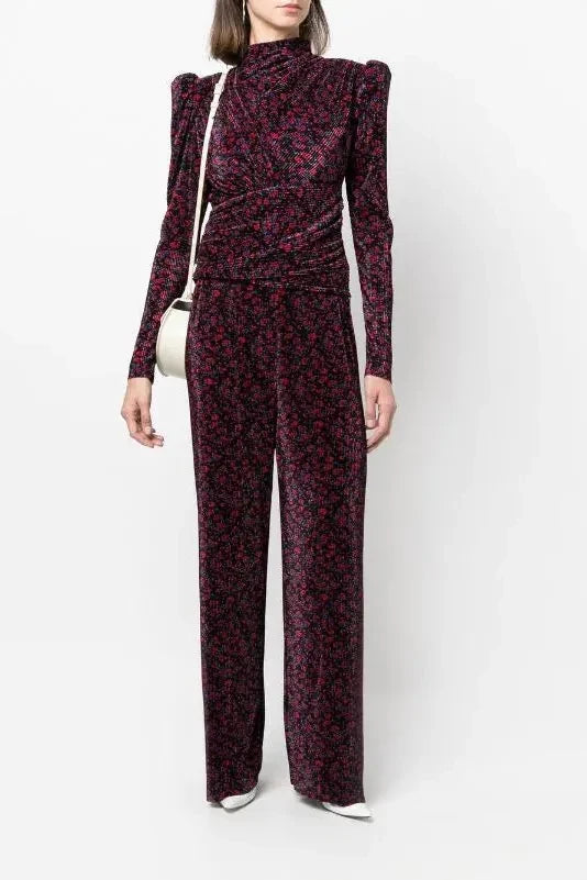 SABINA MUSAYEV HAISLEY PANTS - BLACK PRINT - Bread Boutique  - asymmetrical, black, BLACK FLORAL, GLAMOROUS, GORGEOUS, PANT, pants, SABINA MUSAYEV, SEXY, SOFT, SOPHISTICATED, STUNNING, SUPERB, WAISTED - Darwin boutique - Darwin fashion