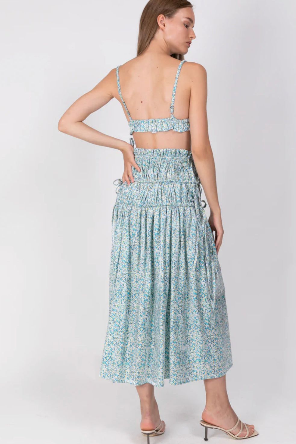 SABINA MUSAYEV DELTA SKIRT - Bread Boutique  - CUTE, midi, PINK, printed, printedfloral, SABINA MUSAYEV, satin, shiny, skirt, SOPHISTICATED - Darwin boutique - Darwin fashion