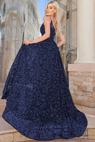 TINA HOLY NAVY SEQUIN GOWN - Bread Boutique  - asymmetrical, GLAMOROUS, GORGEOUS, GOWNS, NAVY, sequin, SEXY, SHIMMER, SIDE POCKETS, sleeveless, SOFT, SOPHISTICATED, STUNNING, SUPERB, TINA HOLY, TK069, WAISTED - Darwin boutique - Darwin fashion